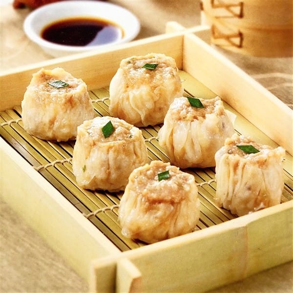 Beef Shumai Served On Bamboo Plater